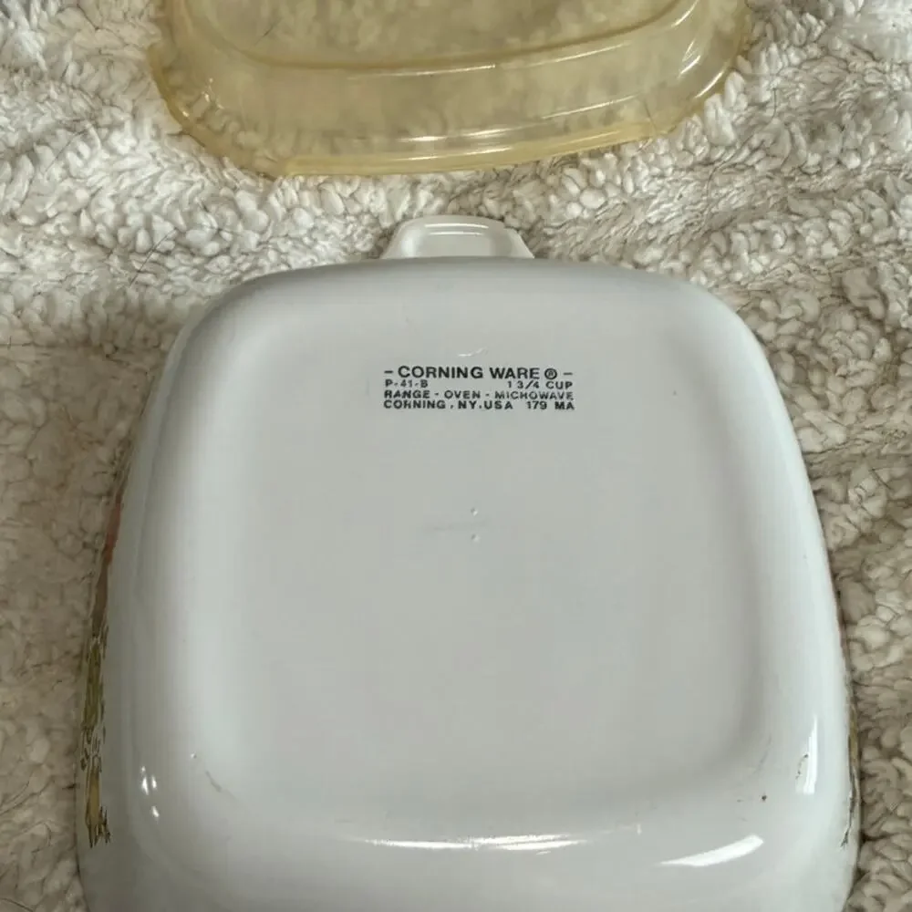 Vintage Corning Spice of Life P-41 -B‎ 1 3/4 Cup Casserole Dish with Plastic Lid